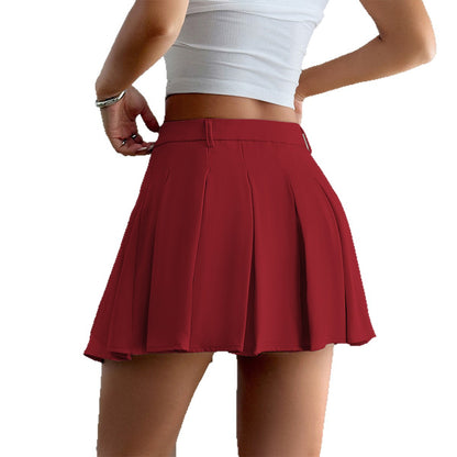 Gonna a mezza gonna plissettata in tinta unita con cintura per abbigliamento femminile