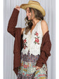 Cardigan lavorato a maglia all'uncinetto con tasche applicate