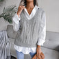 Gilet maglione da donna con scollo a V senza maniche in tinta unita Sweetkama